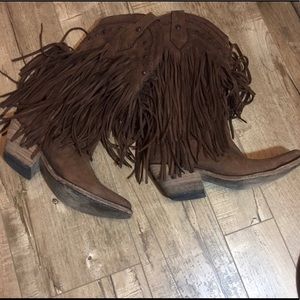 Liberty black fringe boots